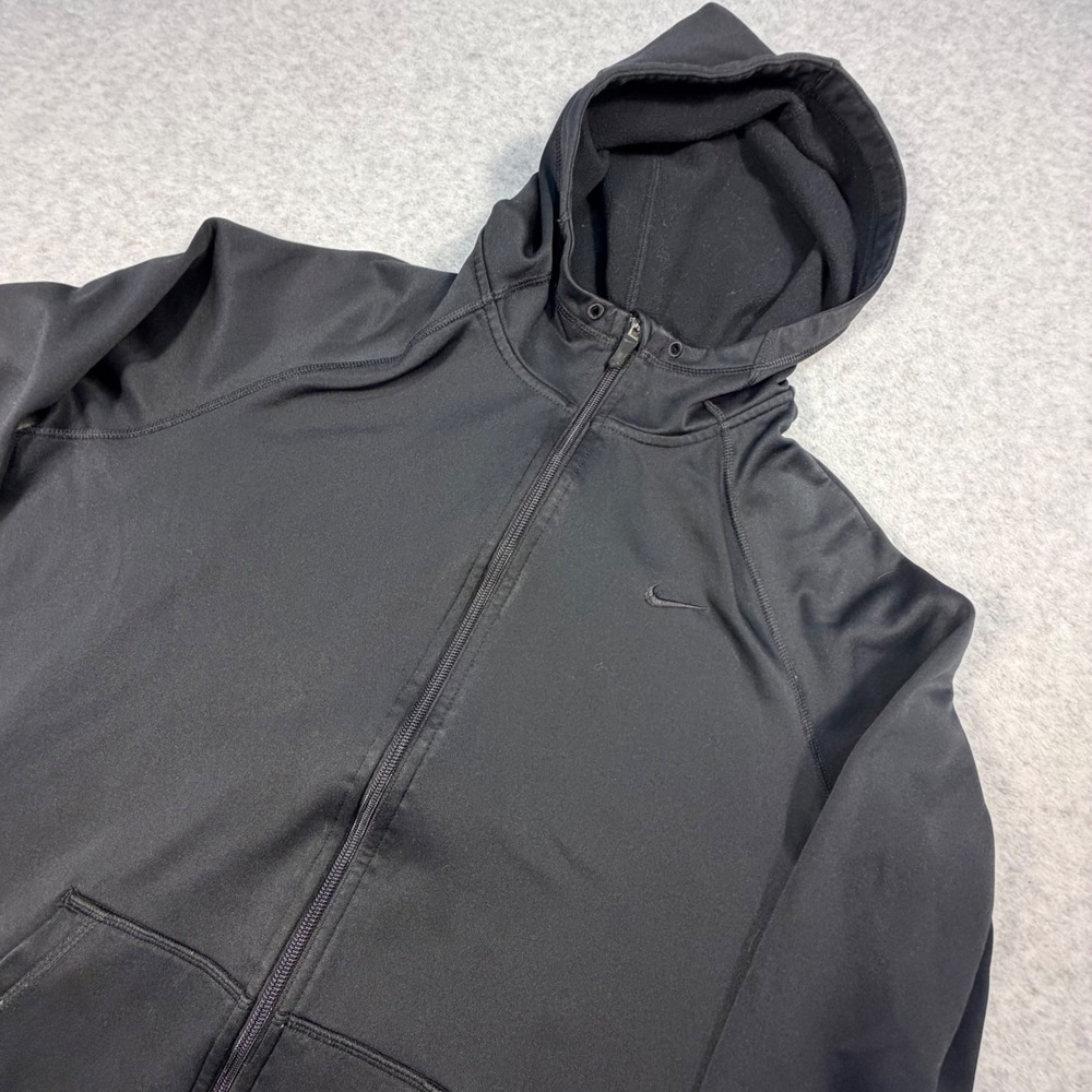 Nike Full Zip Hoodie Womens Size L Black Therma-FIT Fleece Activewear